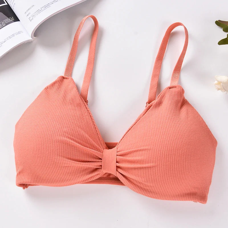 V Cup Light Padded Korean Style Women’s Cotton Seamless Bra