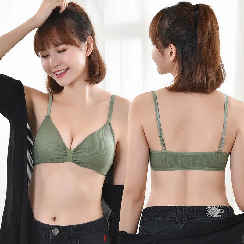 V Cup Light Padded Korean Style Women’s Cotton Seamless Bra