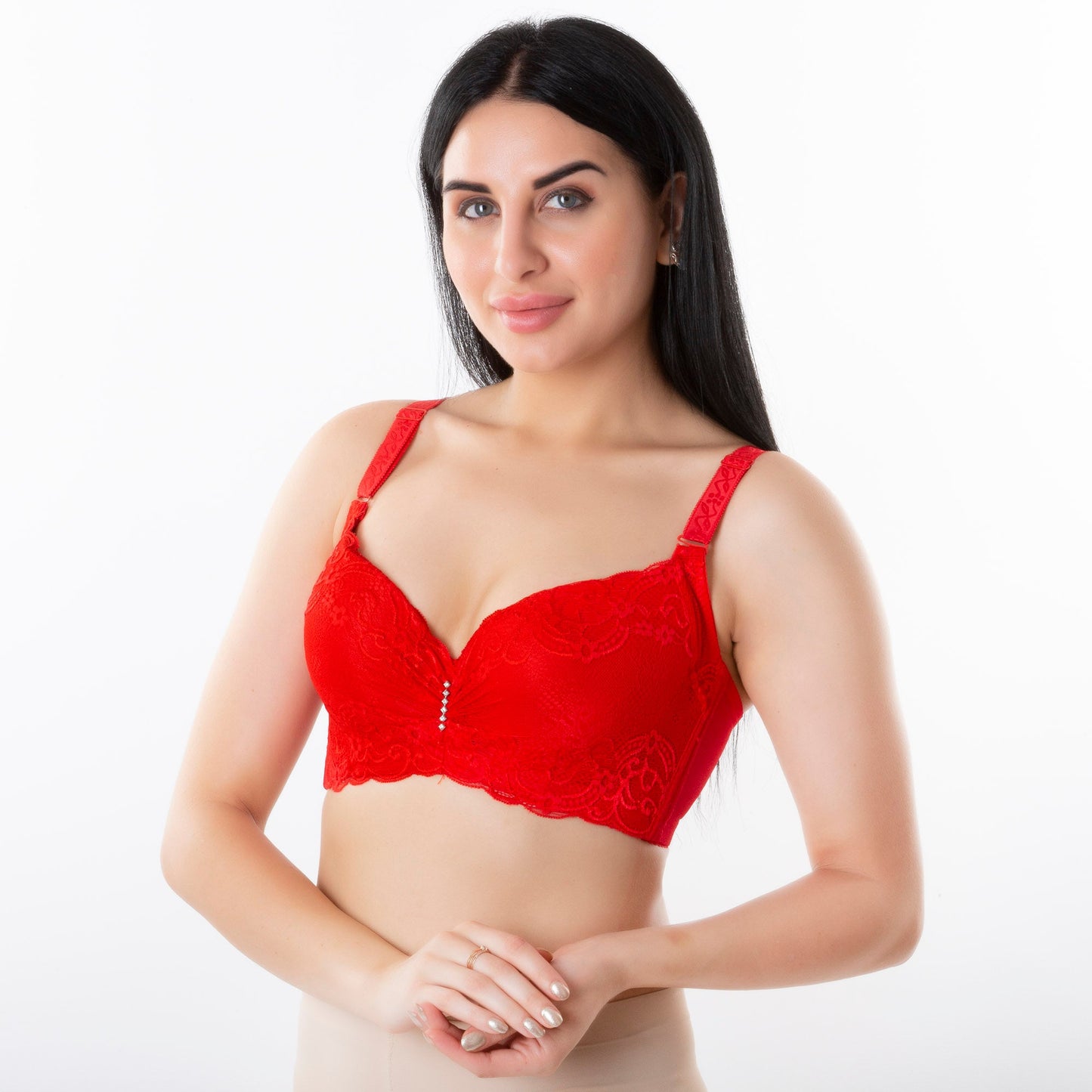 3/4 Cup Lace Push Up Large Size Women Underwear Bralette Thin Section Cup Bra