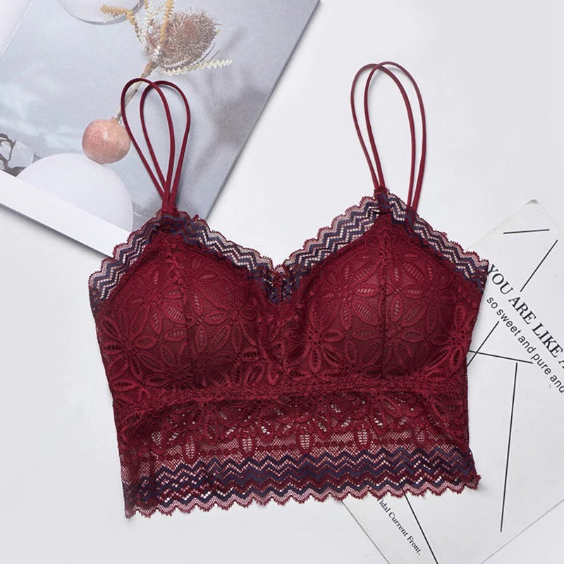 Casual Lace Embroidered Tube Top Woman Seamless Push Up Lace Bra