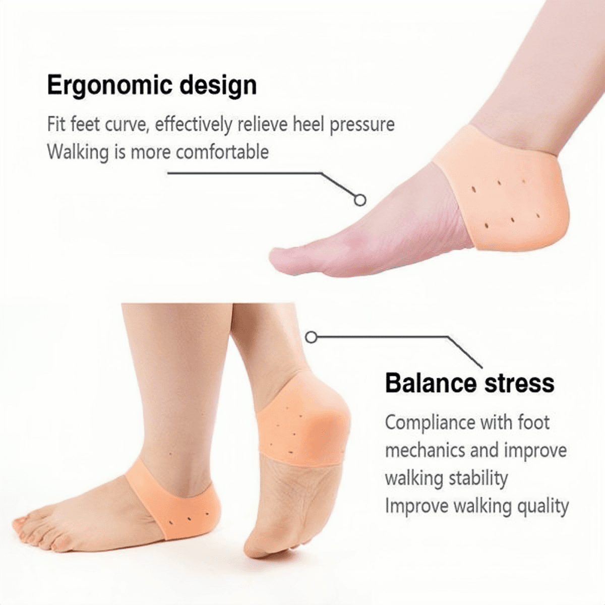 Silicone Anti-crack Half Heel Socks Set