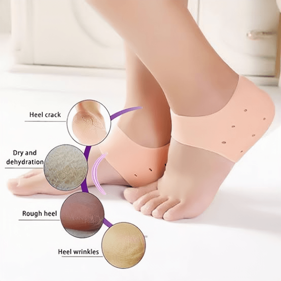 Silicone Anti-crack Half Heel Socks Set