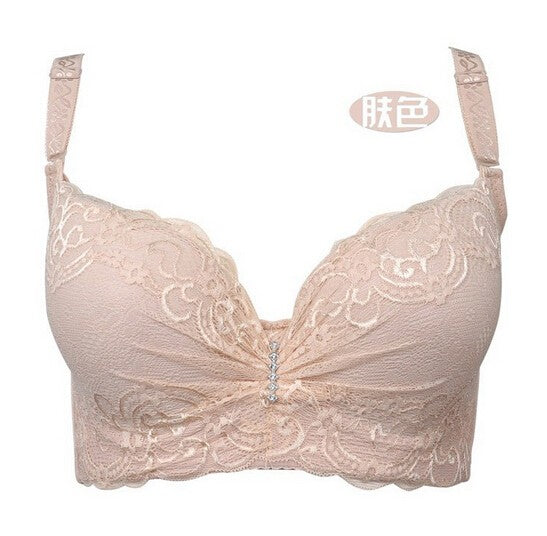 3/4 Cup Lace Push Up Large Size Women Underwear Bralette Thin Section Cup Bra