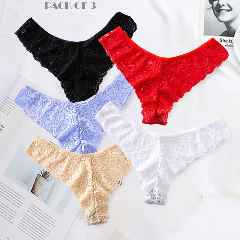 Pack Of 3 Lace Women Panties Seamless Underwear Briefs