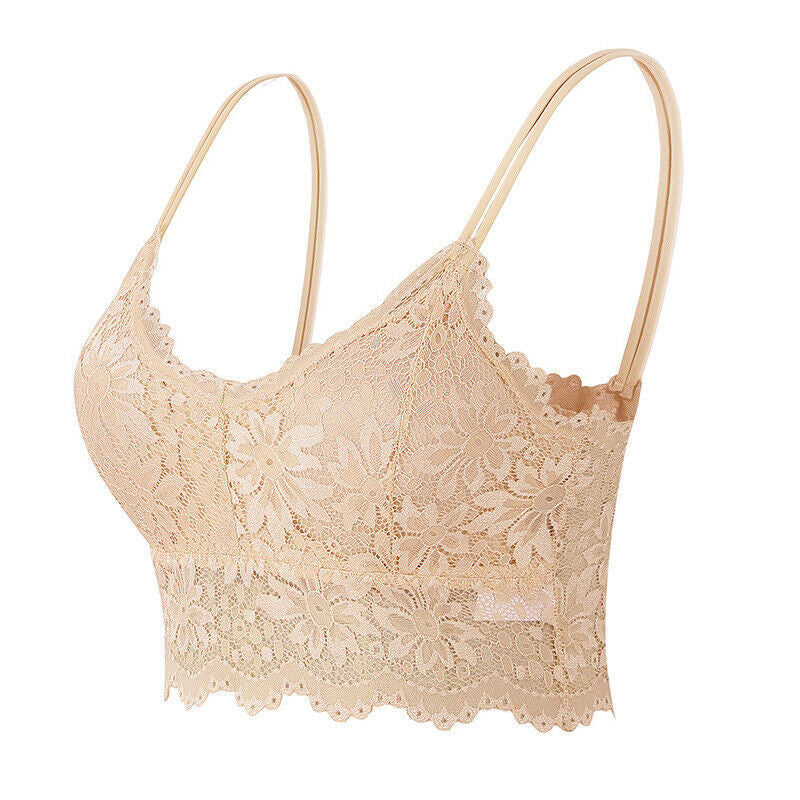 Lace Floral V-Neck Vest Mesh Bra Bralette Bustier