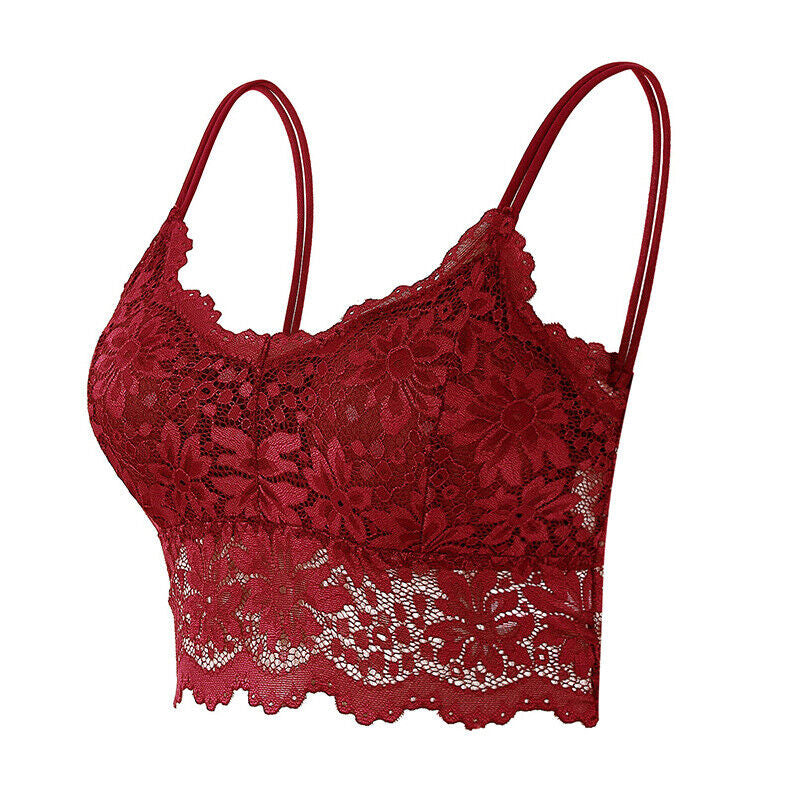 Lace Floral V-Neck Vest Mesh Bra Bralette Bustier