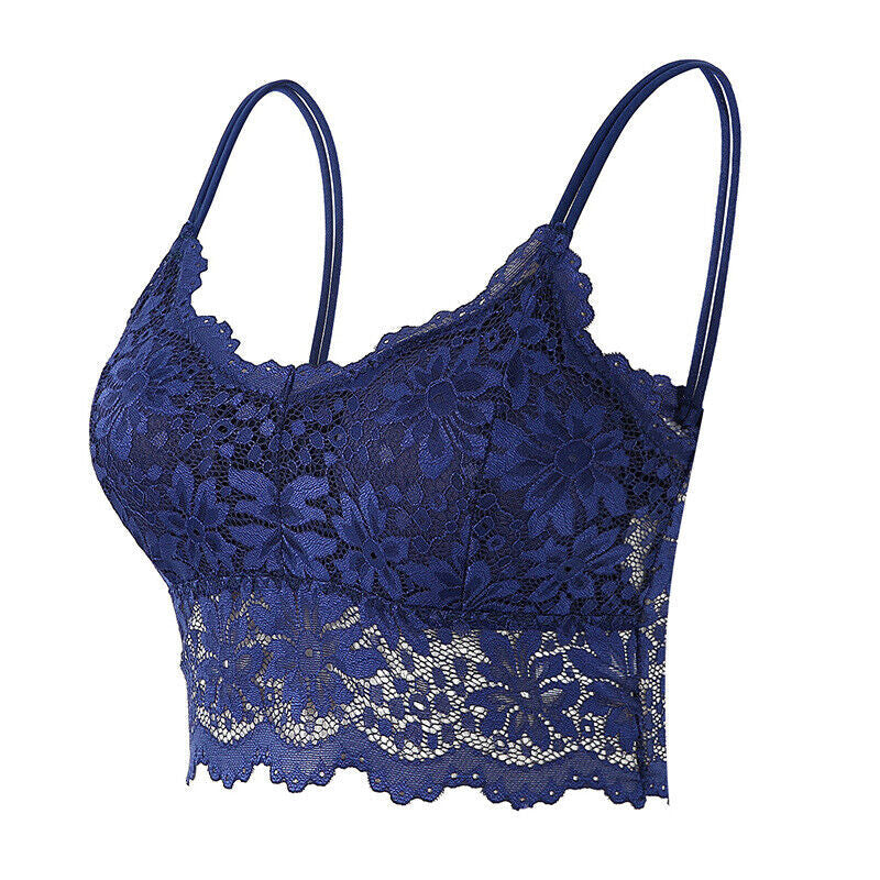 Lace Floral V-Neck Vest Mesh Bra Bralette Bustier